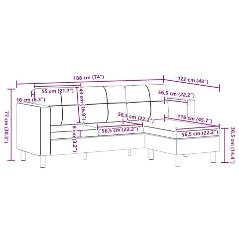 VidaXL Sofa 3-osobowa, skóra syntetyczna, biała