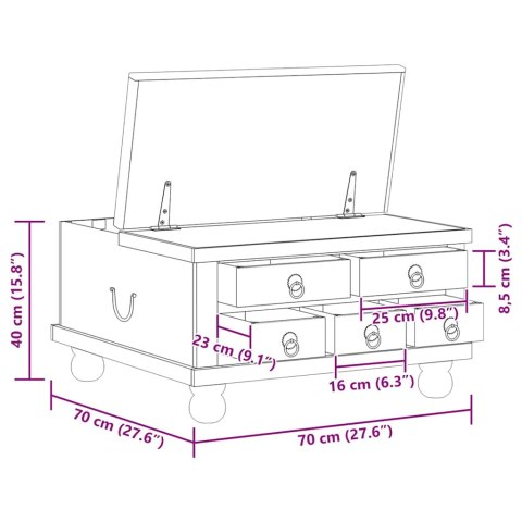 VidaXL Stolik kawowy z drewna odzyskanego, 70 x 70 x 38 cm