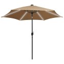 VidaXL Parasol ogrodowy z LED i aluminiowym słupkiem, 300 cm, taupe