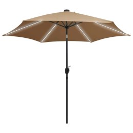 VidaXL Parasol ogrodowy z LED i aluminiowym słupkiem, 300 cm, taupe