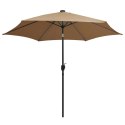 VidaXL Parasol ogrodowy z LED i aluminiowym słupkiem, 300 cm, taupe