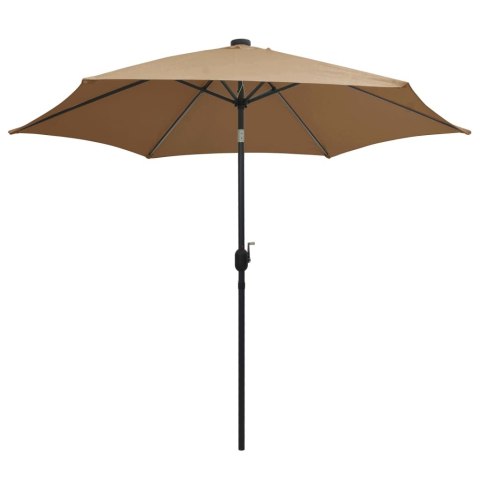 VidaXL Parasol ogrodowy z LED i aluminiowym słupkiem, 300 cm, taupe
