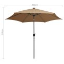 VidaXL Parasol ogrodowy z LED i aluminiowym słupkiem, 300 cm, taupe