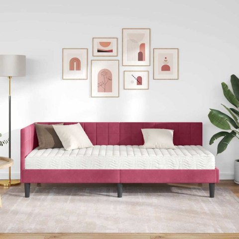 VidaXL Rama Łóżka Narożnego z Materacem 2 pcs Zielony Aksamit