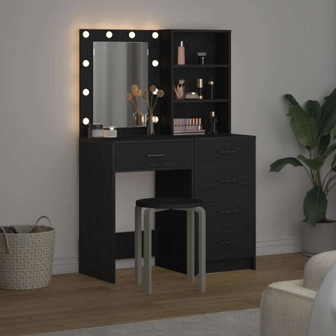 TOALETKA 2 PCS CZARNY 50X41X135CM MATERIAŁ DREWNOPOCHODNY
