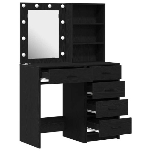 TOALETKA 2 PCS CZARNY 50X41X135CM MATERIAŁ DREWNOPOCHODNY