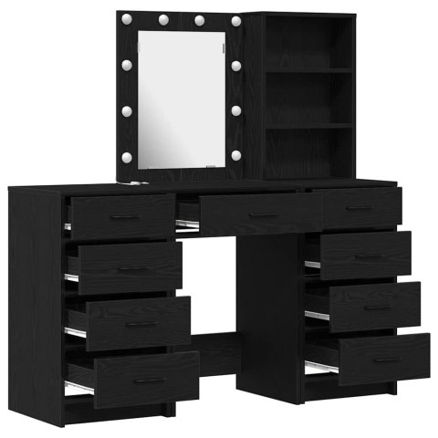TOALETKA 3 PCS CZARNY 40X41X135CM MATERIAŁ DREWNOPOCHODNY