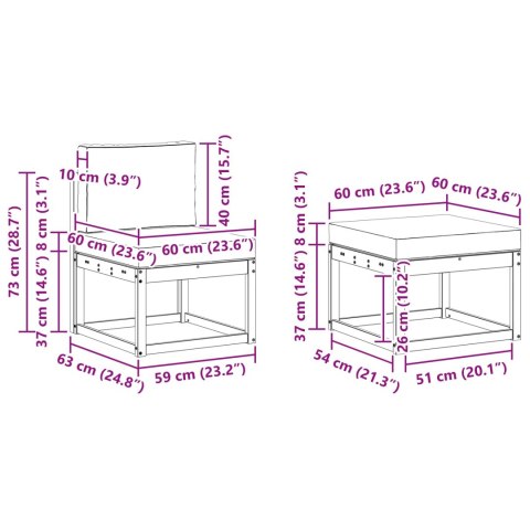VidaXL Zestaw sof na zewnątrz z poduszką 4 pcs Naturalny i Kremowy