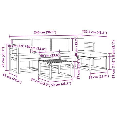 VidaXL Zestaw sof na zewnątrz z poduszką 6 pcs Naturalny i Kremowy