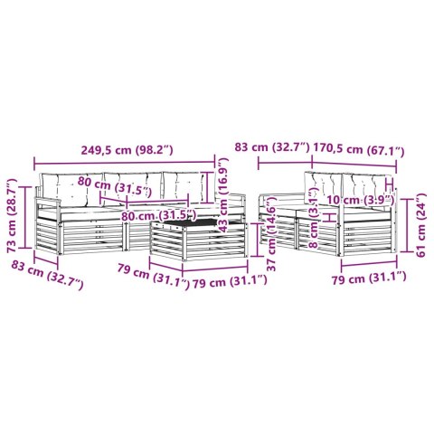 ZESTAW SOF NA ZEWNĄTRZ Z PODUSZKĄ 6 EL. NATURALNY I BEŻOWY