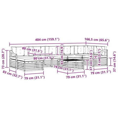 VidaXL Zestaw sof na zewnątrz z poduszką 8 pcs Naturalny i Beżowy