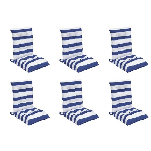 VidaXL Poduszki na krzesła z niskim oparciem, 6 szt., niebiesko-białe