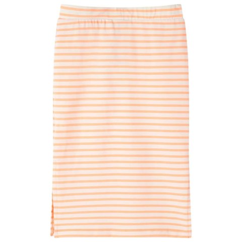 Dziecięca, prosta spódnica w paski, fluorescencyjny pomarańcz, 140