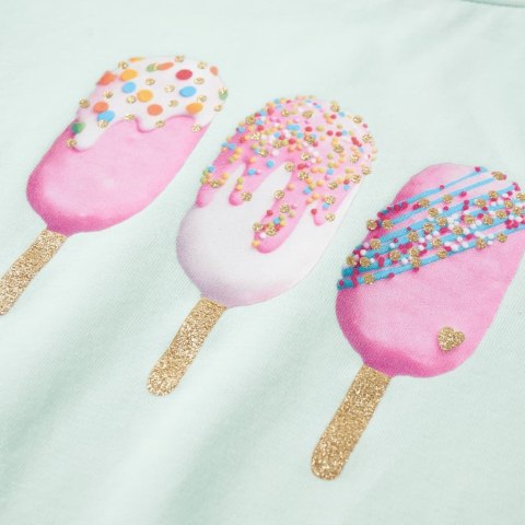 Koszulka dziecięca z krótkimi rękawami, jasnomiętowa, 104