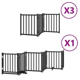 VidaXL Składana bramka dla psa, z drzwiami, 15 paneli, czarna, 750 cm