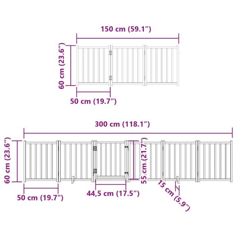 VidaXL Składana bramka dla psa, z drzwiami, 15 paneli, czarna, 750 cm