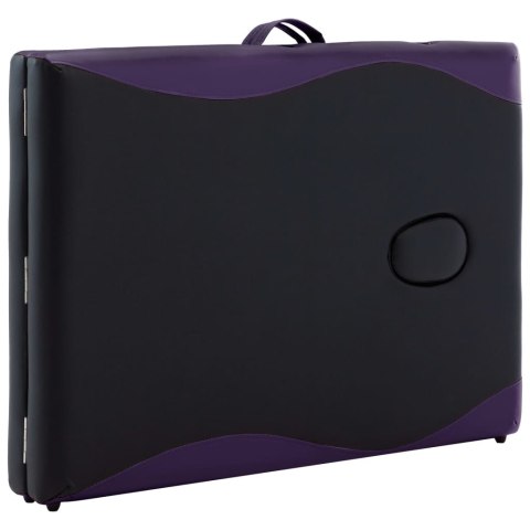 VidaXL Składany drewniany stół do masażu 2-strefowy, czarny