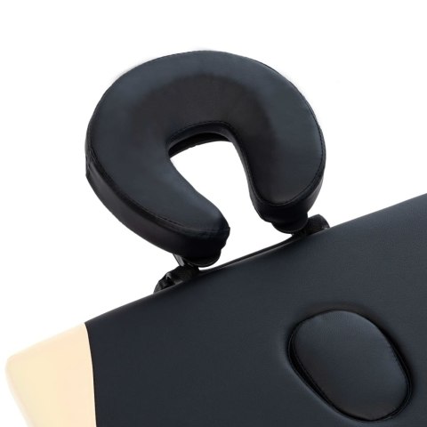 VidaXL Składany stół do masażu, 2-strefowy, aluminiowy, czarno-beżowy