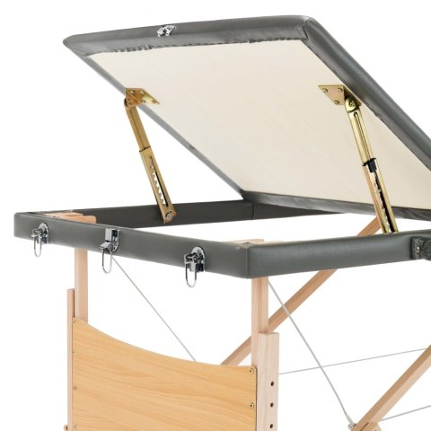 VidaXL Stół do masażu, 3-strefowy, drewniana rama, antracyt, 186x68 cm