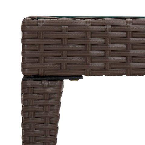 VidaXL Stolik boczny, brąz, 50x50x38 cm, rattan PE i szkło hartowane