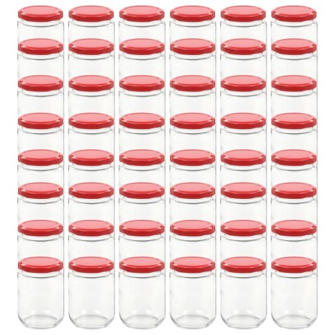 VidaXL Szklane słoiki na dżem, czerwone pokrywki, 48 szt., 230 ml