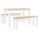 VidaXL 3-częściowy zestaw jadalny PANAMA białe lite drewno sosnowe