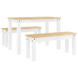 VidaXL 3-częściowy zestaw jadalny PANAMA białe lite drewno sosnowe