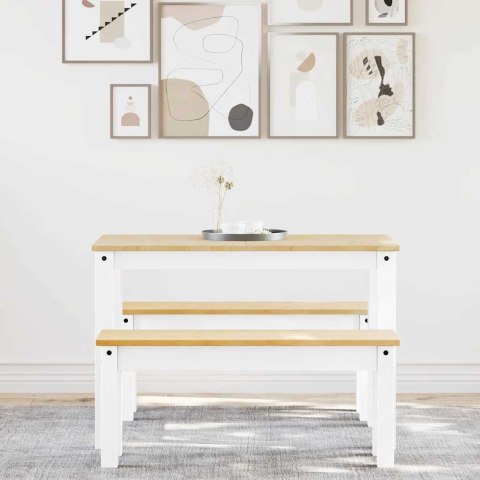 VidaXL 3-częściowy zestaw jadalny PANAMA białe lite drewno sosnowe