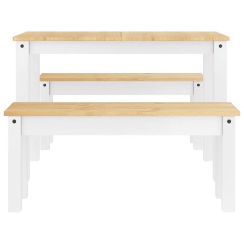 VidaXL 3-częściowy zestaw jadalny PANAMA białe lite drewno sosnowe