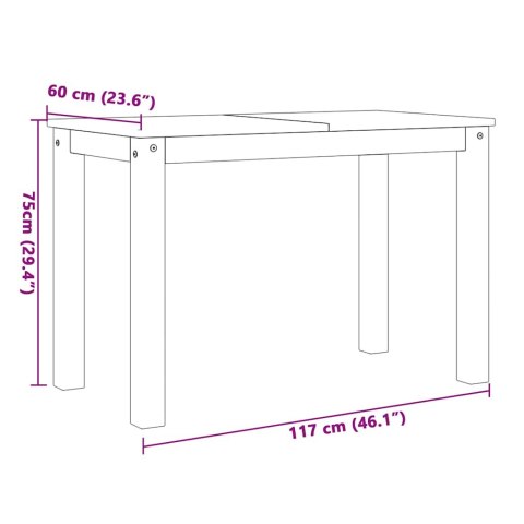 VidaXL 3-częściowy zestaw jadalny PANAMA białe lite drewno sosnowe