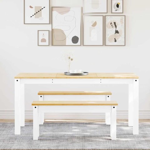 VidaXL 3-częściowy zestaw jadalny PANAMA białe lite drewno sosnowe