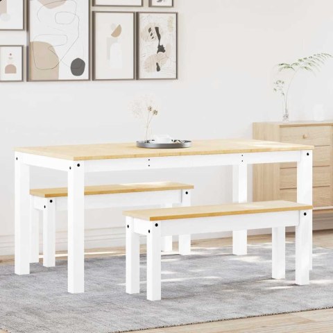 VidaXL 3-częściowy zestaw jadalny PANAMA białe lite drewno sosnowe