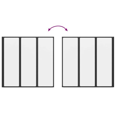 PARAWAN DO WANNY 120X117 CM CZARNY ALUMINIOWY SKŁADANY HARMONIJKOWY USZCZELKA