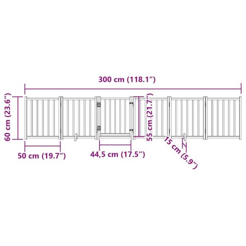 VidaXL Składana bramka dla psa, z drzwiami, 6 paneli, czarna, 300 cm