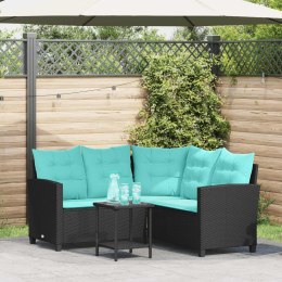 VidaXL Sofa Ogrodowa z poduszką 2 pcs Czarny i Turkusowy Polirattan