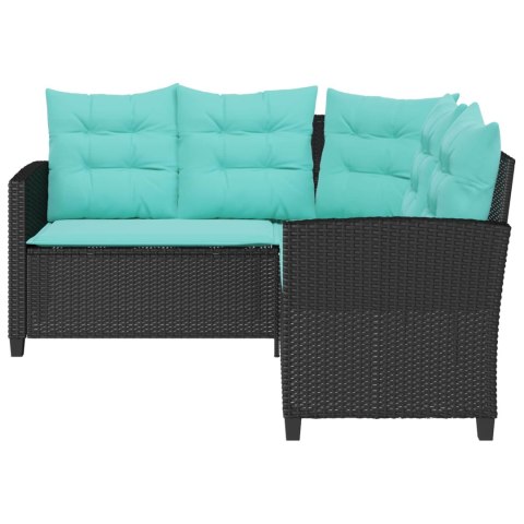 VidaXL Sofa Ogrodowa z poduszką 2 pcs Czarny i Turkusowy Polirattan