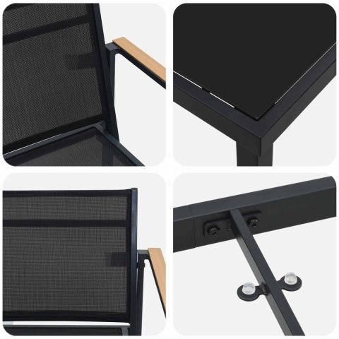 VidaXL Zestaw Mebli Ogrodowych 3 pcs Czarny i antracyt 80 x 80 x 73 cm
