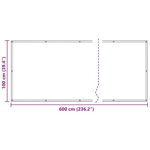 VidaXL Ekran balkonowy Biały 100 x 600 cm Materiał Oxford