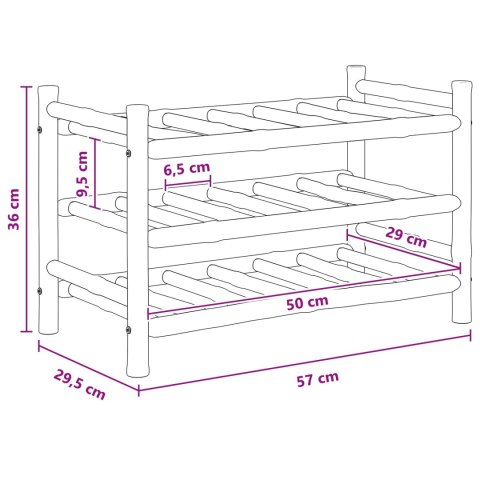 VidaXL Regał na wino Naturalny 57 x 29,5 x 36 cm Bambus