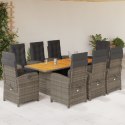 VidaXL 9-cz. zestaw mebli ogrodowych z poduszkami, szary, rattan PE