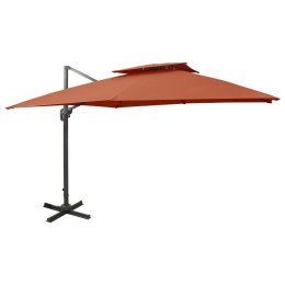 PARASOL WISZĄCY Z PODWÓJNĄ CZASZĄ 300X300CM TERAKOTA