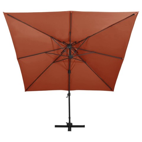 PARASOL WISZĄCY Z PODWÓJNĄ CZASZĄ 300X300CM TERAKOTA