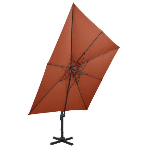 PARASOL WISZĄCY Z PODWÓJNĄ CZASZĄ 300X300CM TERAKOTA