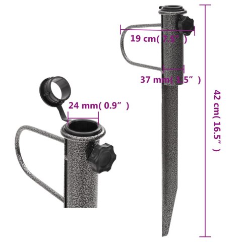 VidaXL Stojaki na parasole, z kołkami gruntowymi, 2 szt., 19x42 cm