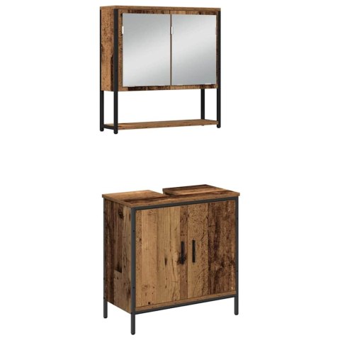 VidaXL Zestaw mebli łazienkowych 3 pcs Brązowy Materiał drewnopochodny