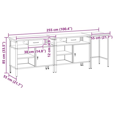 ZESTAW STOŁU WARSZTATOWEGO Z SZUFLADĄ Z PÓŁKĄ 3 SZT. CZERWONY