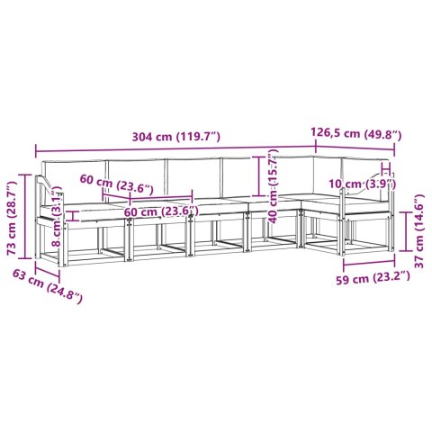 VidaXL Zestaw sof na zewnątrz z poduszką 6 pcs Naturalny i Antracytowy