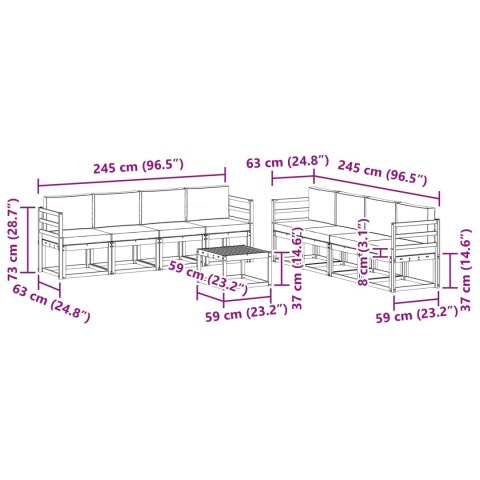 VidaXL Zestaw sof na zewnątrz z poduszką 9 pcs Naturalny i Antracytowy