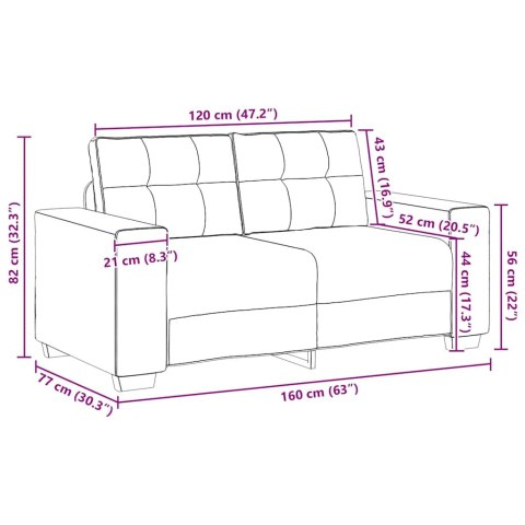VidaXL Sofa dwuosobowa, jasnoszara, 160x77x82 cm, tkanina