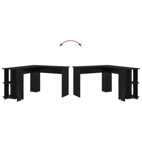 VidaXL Biurko narożne z półką Czarny Dąb 140 x 113,5 x 75 cm